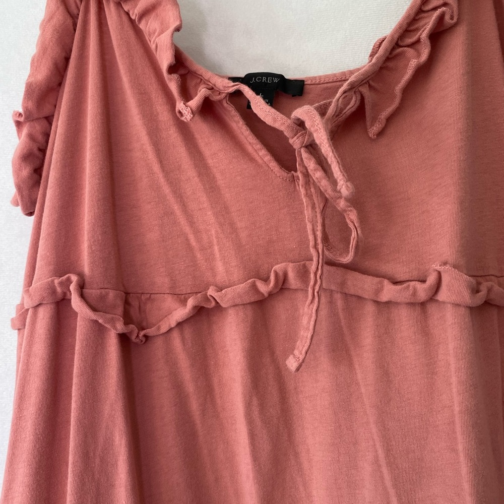 J. Crew Dusty PINK Tiered Jersey Cotton Midi Dress With Ruffle Spaghetti Strap - Picture 9 of 12